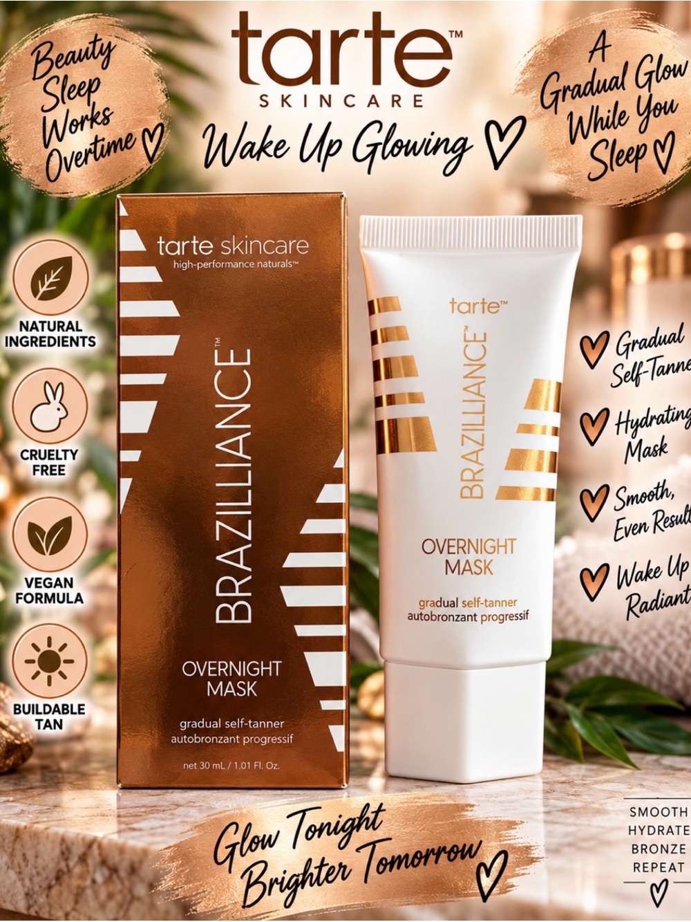 tarte BRAZILLIANCE Overnight Mask - bronze and white